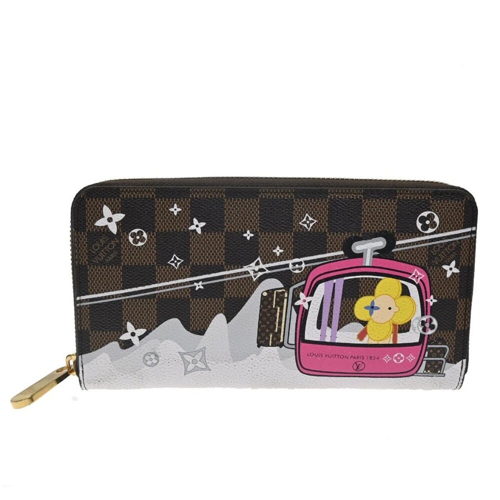 LOUIS VUITTON Zippy Wallet Vivienne Zip Around Damier Ebene Brown 368-082725